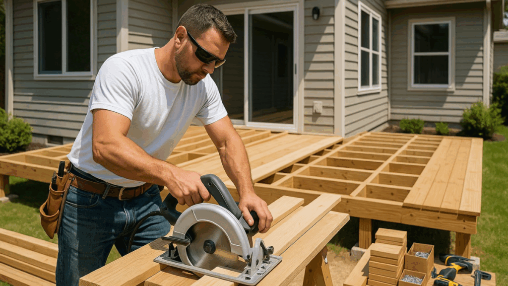 Carpenter working at a rental property